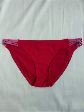 aerie Red Bikini Bottom with Pink Strappy Sides